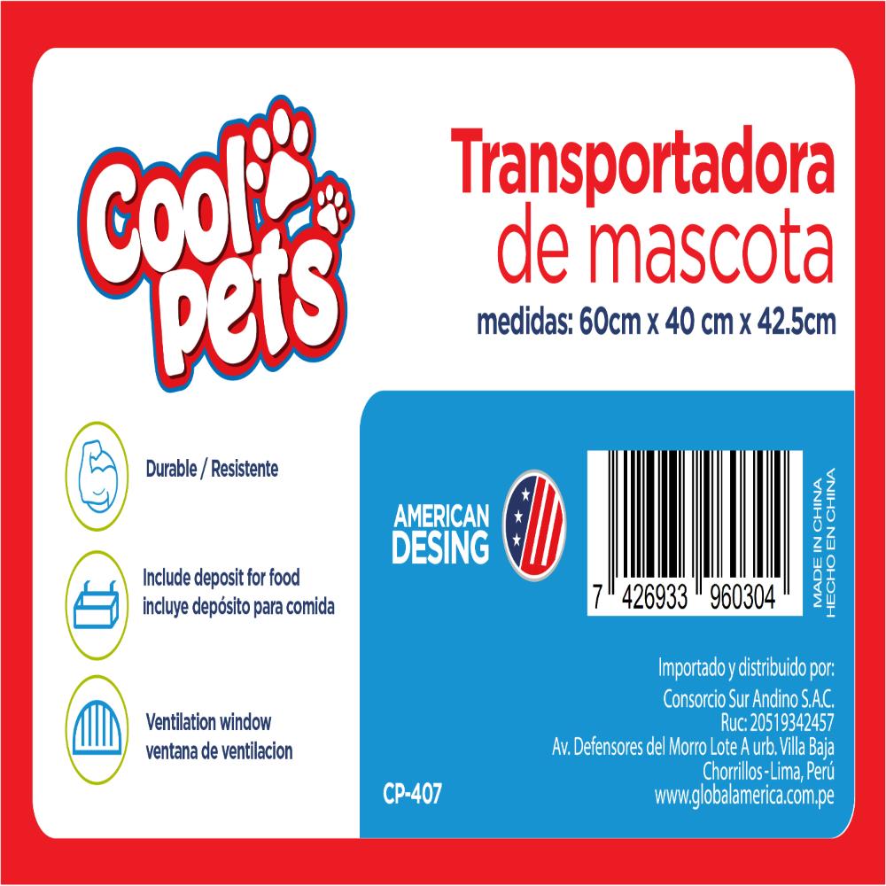 TRANSPORTADORA KENNEL GRANDE CON BEBEDERO - COOL PETS - 5