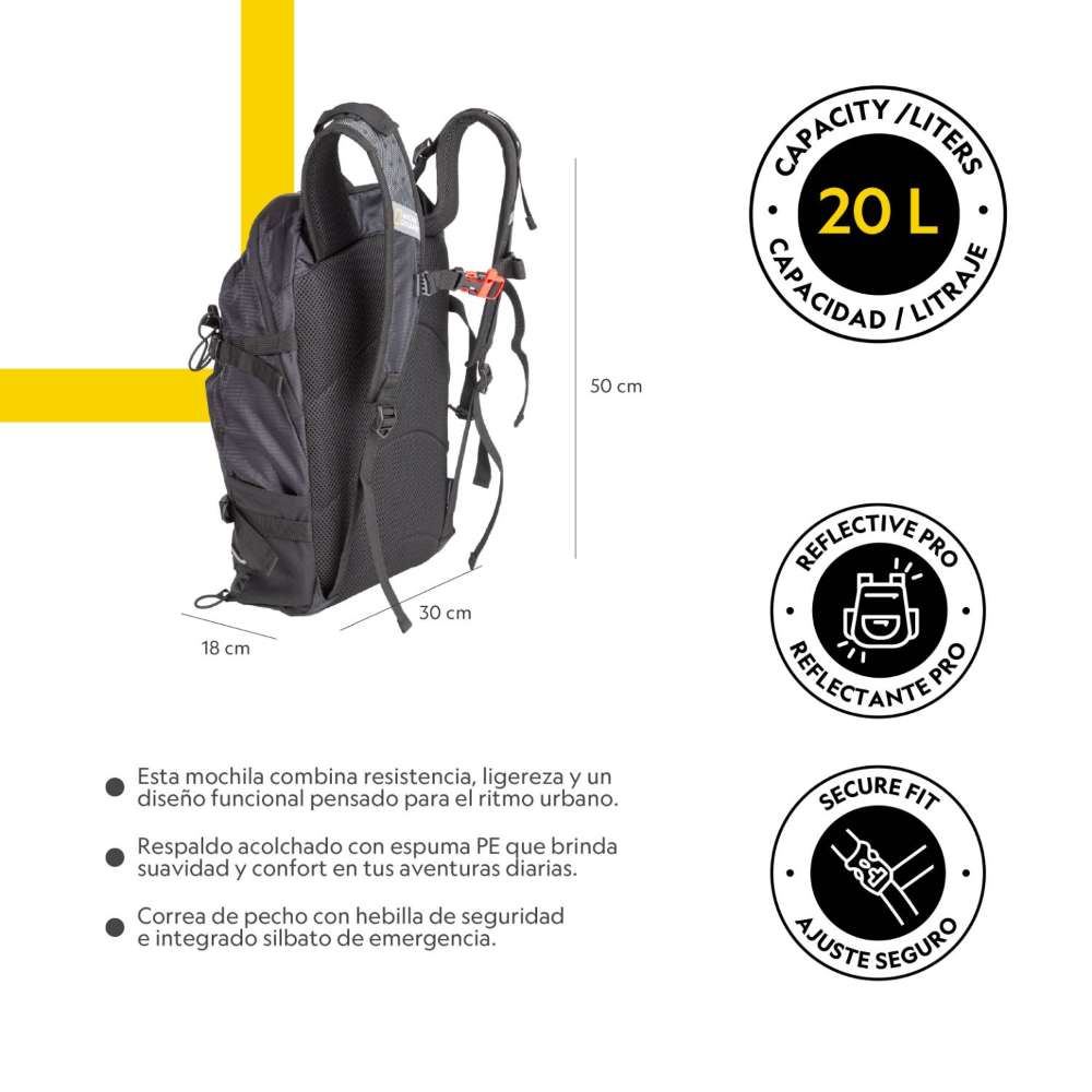 MOCHILA SAMBURU COLOR NEGRO DE 20 LITROS - NATIONAL GEOGRAPHIC - 7