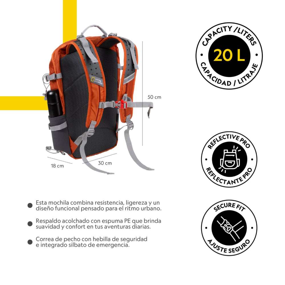 MOCHILA SAMBURU COLOR NARANJA DE 20 LITROS - NATIONAL GEOGRAPHIC - 7