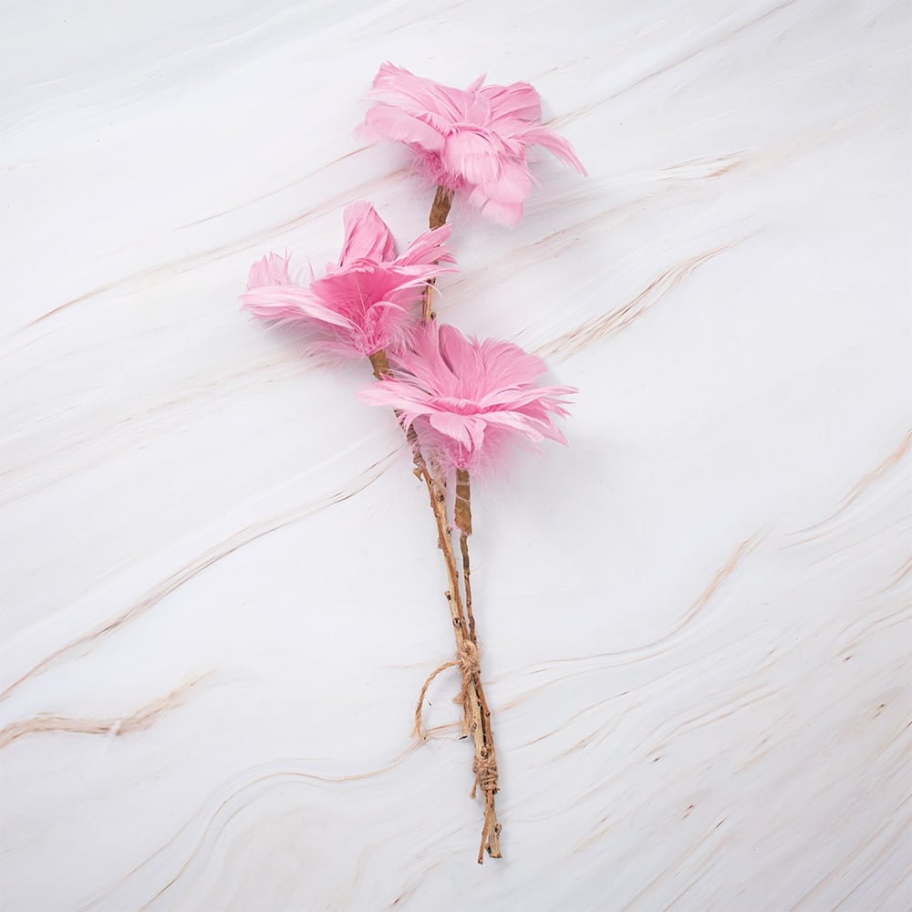 PLUMAS EN VARA PVC 58CM ROSADO - 1