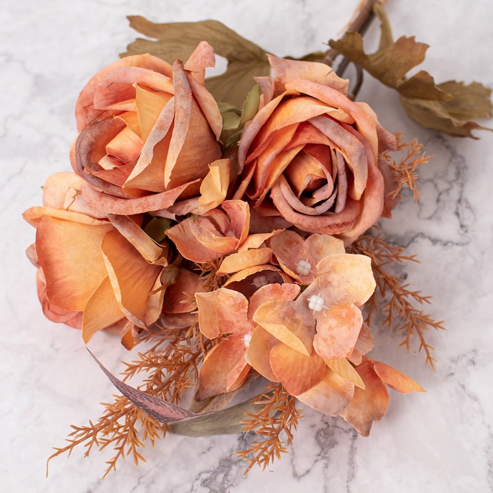 PACK DE 2 RAMOS ROSAS ARTIFICIALES NARANJA - 2