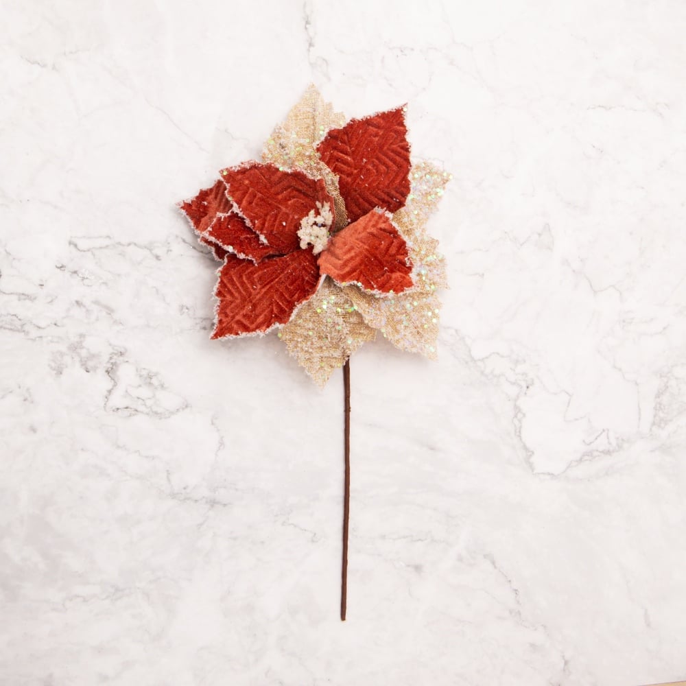 SET 12 FLORES POINSETTIAS PANORAMA HOGAR PVC (COLORES ALEATORIOS) - 7