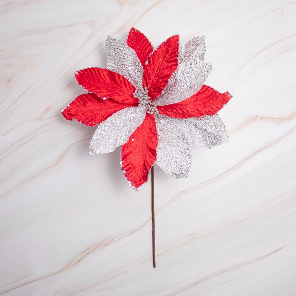 PACK DE 2 FLORES POINSETTIAS SURTIDAS PVC PANORAMA HOGAR - 1