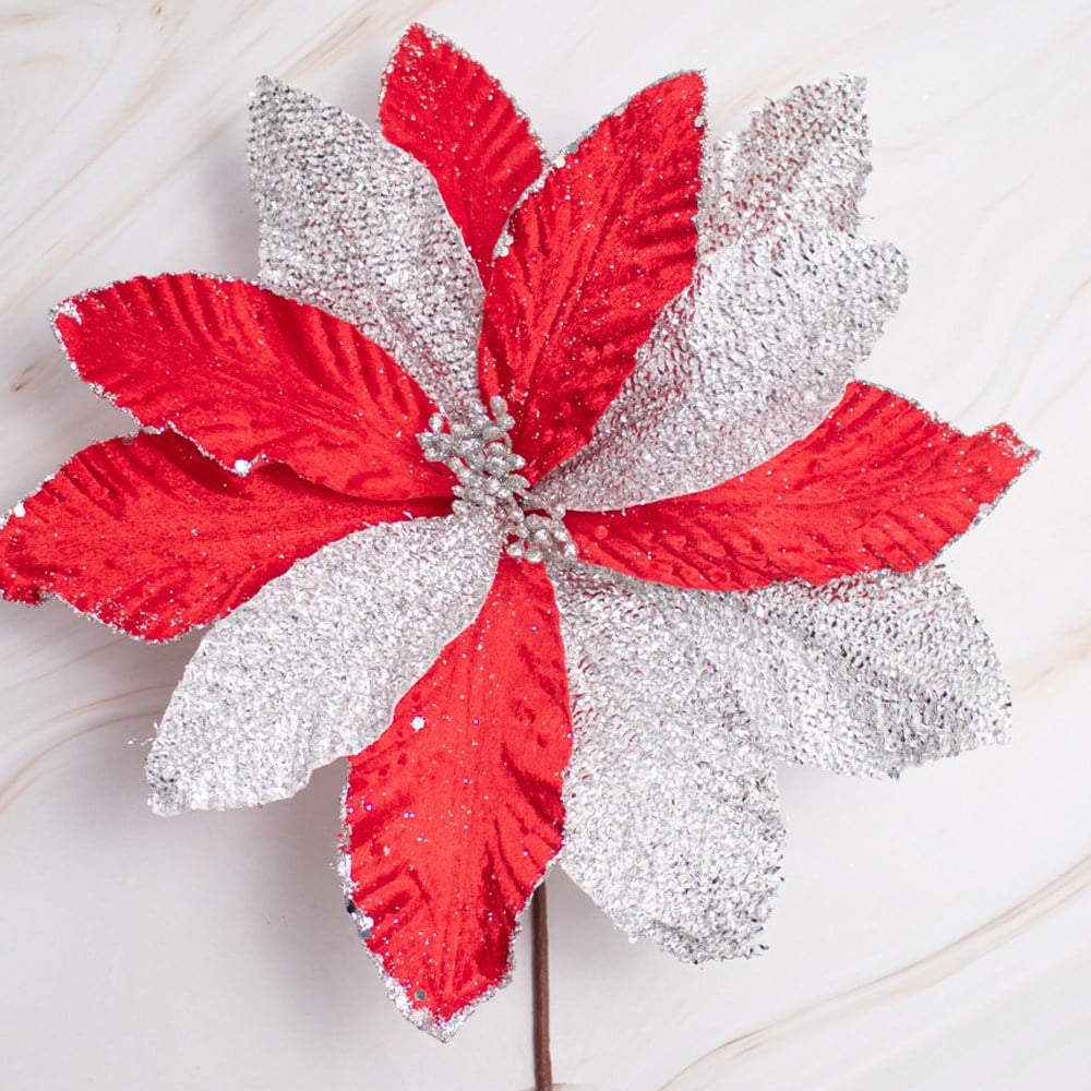 PACK DE 2 FLORES POINSETTIAS SURTIDAS PVC PANORAMA HOGAR - 2