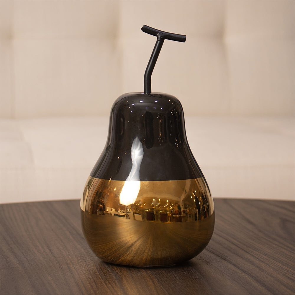 PERA NEGRA DORADA 19CM CERAMICA DECORATIVO - 2