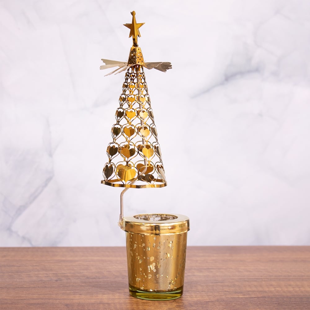 CANDELABRO GIRATORIO DECORATIVO ÁRBOL NAVIDEÑO 25CM - 3