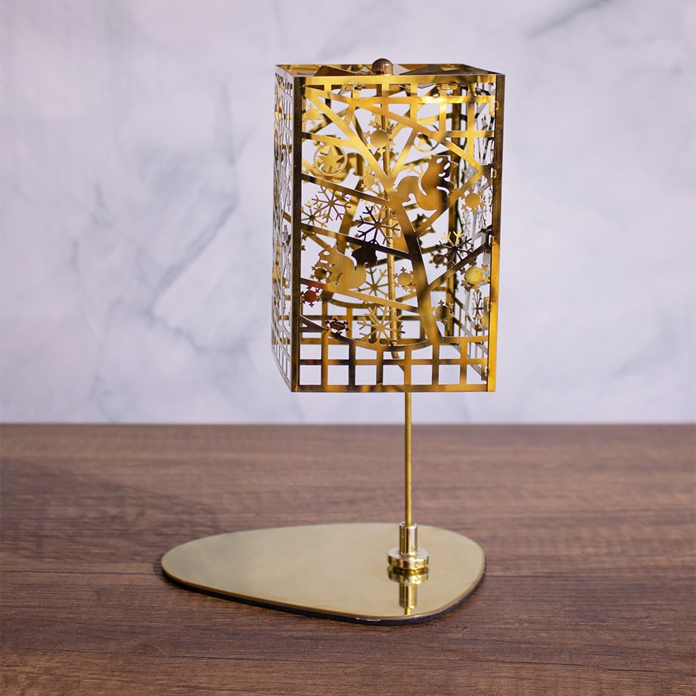 CANDELABRO GIRATORIO DECORATIVO DE HIERRO CON COPOS DE NIEVE 20CM - 3