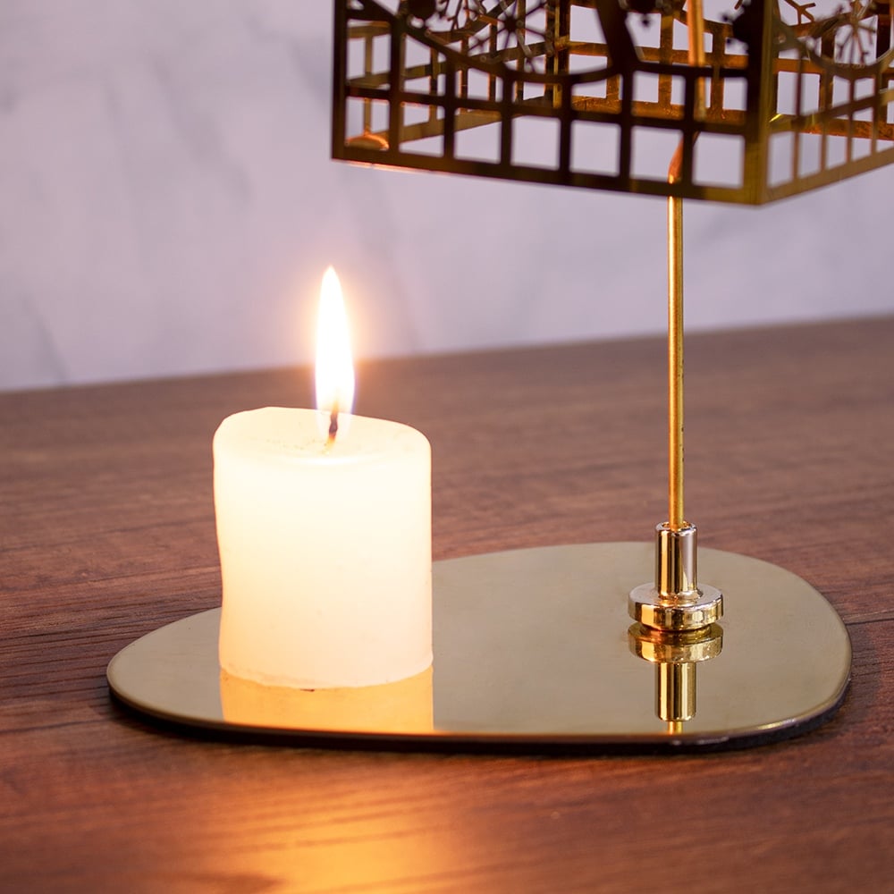 CANDELABRO GIRATORIO DECORATIVO DE HIERRO CON COPOS DE NIEVE 20CM - 4