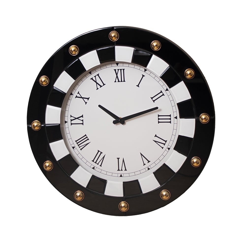RELOJ DE PARED REDONDO CON MARCO DECORATIVO BICOLOR 50CM - 1
