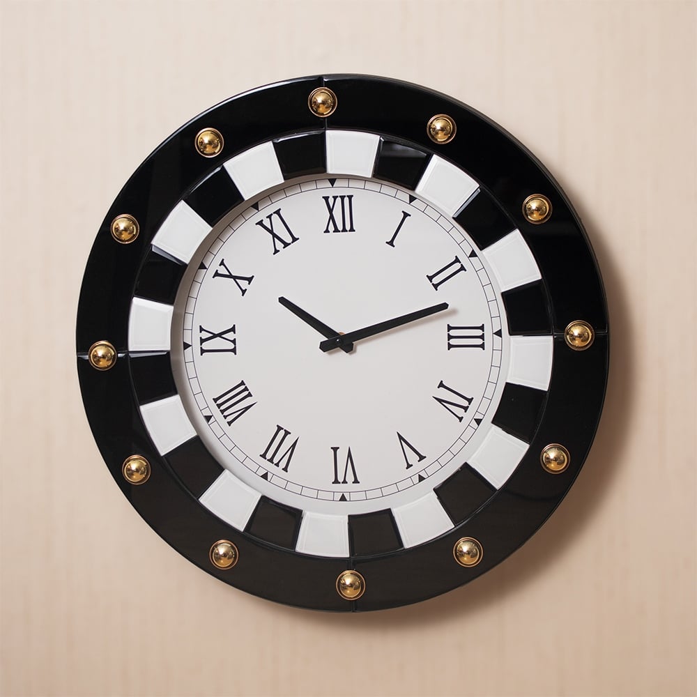 RELOJ DE PARED REDONDO CON MARCO DECORATIVO BICOLOR 50CM - 2