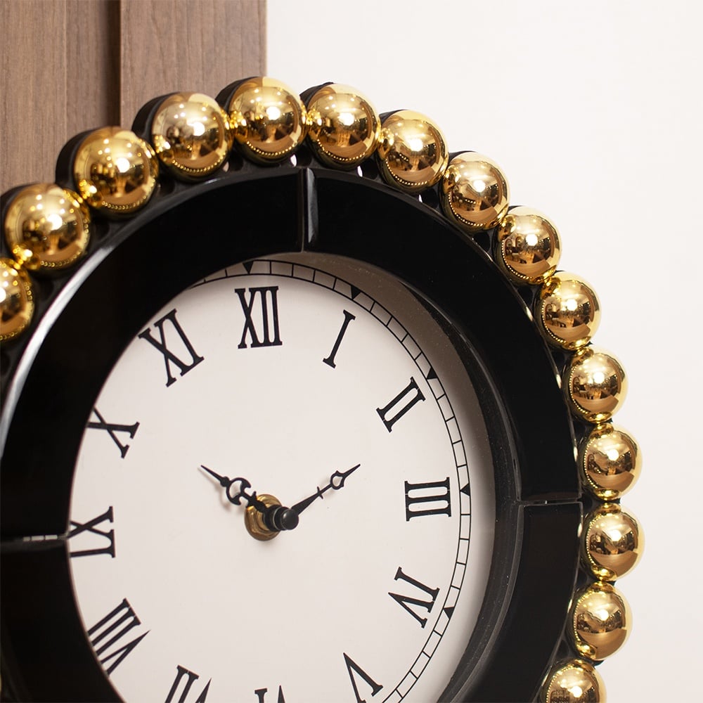 RELOJ DE MESA MDF NEGRO CON ESFERAS DORADAS 28CM - 3