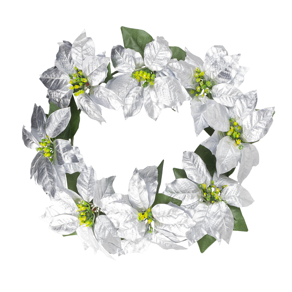 DECORACIÓN NAVIDEÑA CORONA 40CM CON 8 POINSETTIAS - 1