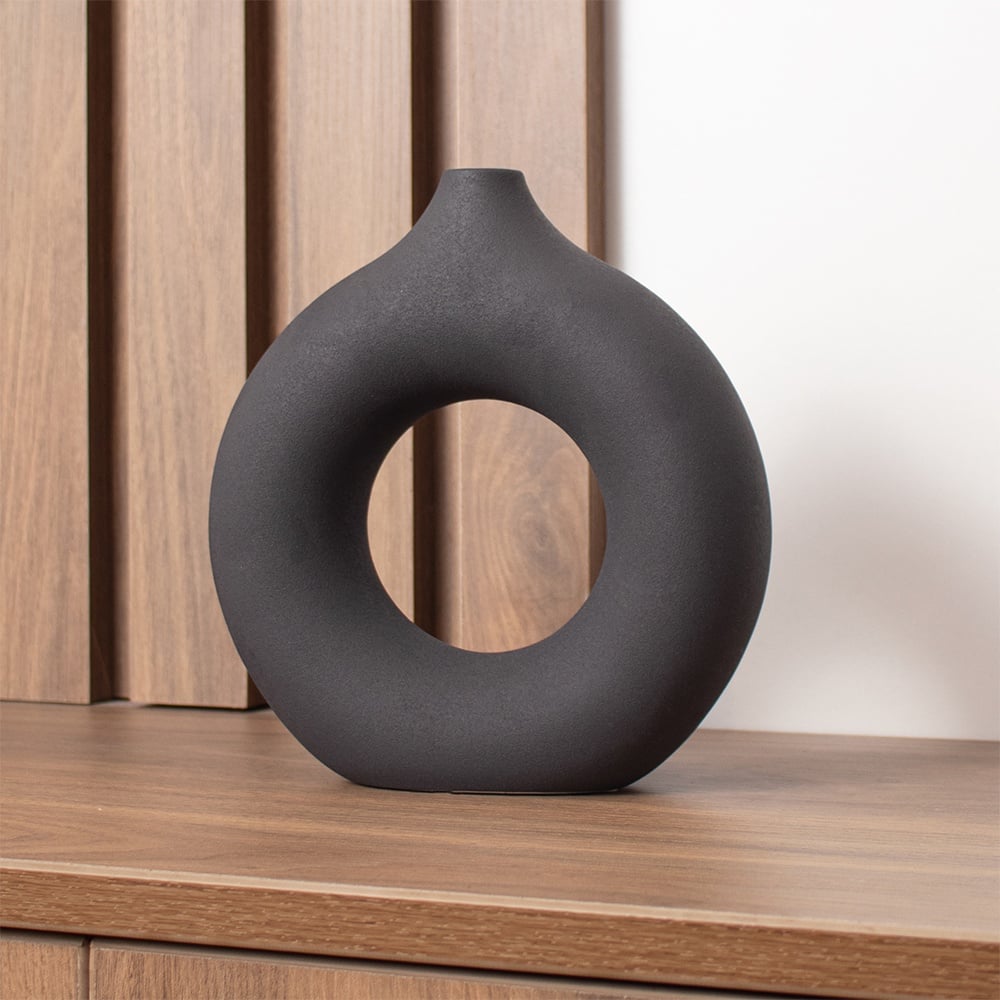 FLORERO PANADECOR CIRCULAR NEGRO 19CM PORCELANA - 3