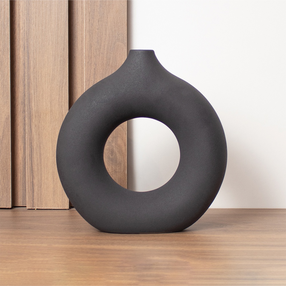 FLORERO PANADECOR CIRCULAR NEGRO 19CM PORCELANA - 4