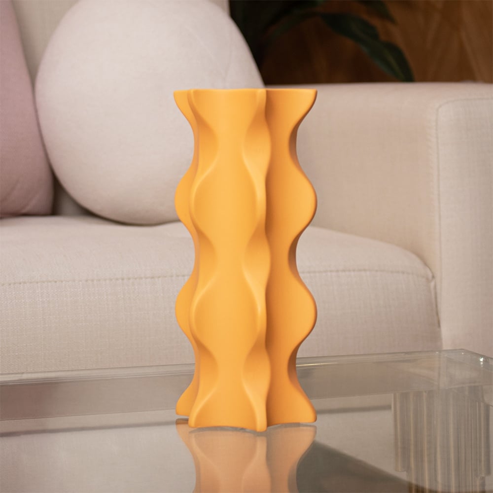 FLORERO PANADECOR MOSTAZA ONDAS 23CM PORCELANA - 4