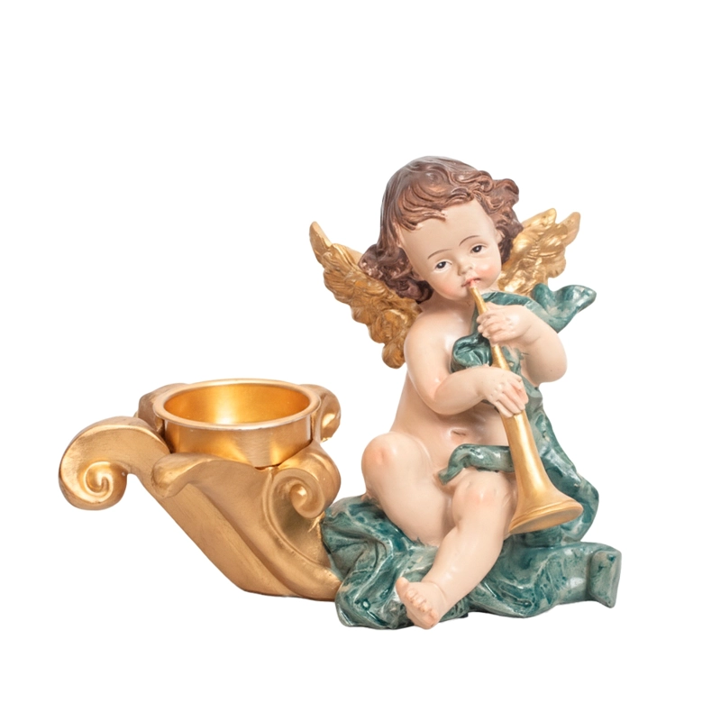 ANGEL PORTA VELA VERDE CON CORNETA - 1