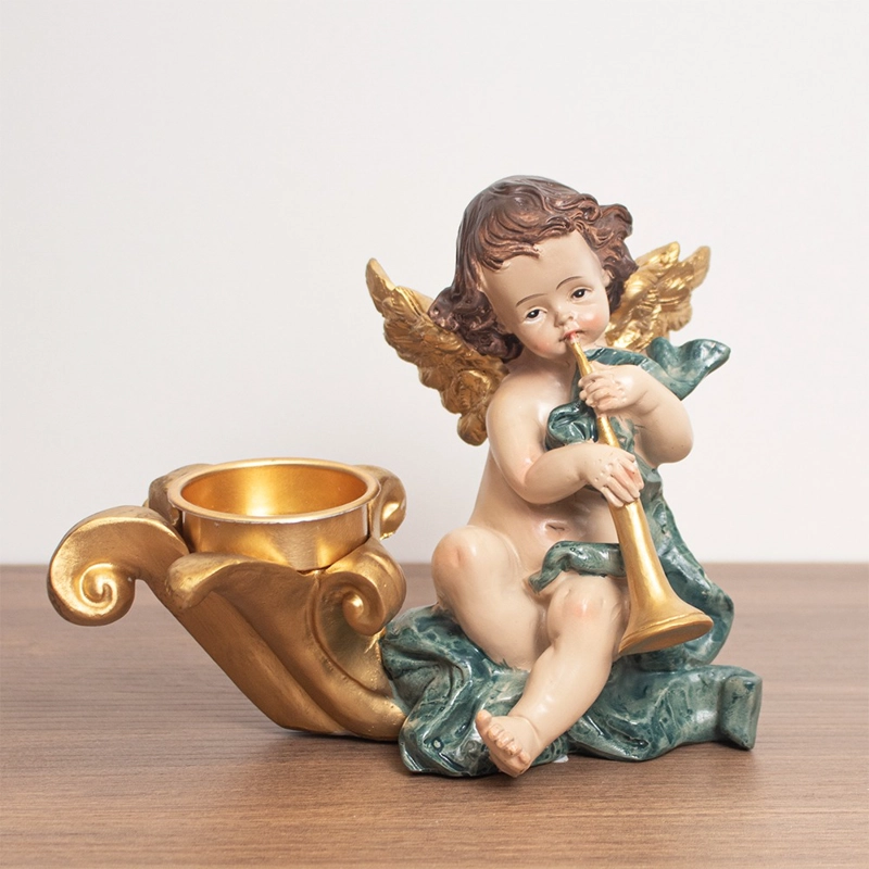ANGEL PORTA VELA VERDE CON CORNETA - 2