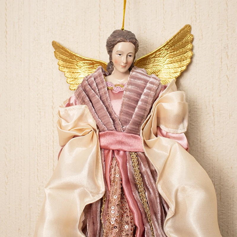 ÁNGEL DECORATIVO ROSADO PARA COLGAR 35.5CM POLIRESINA - 3