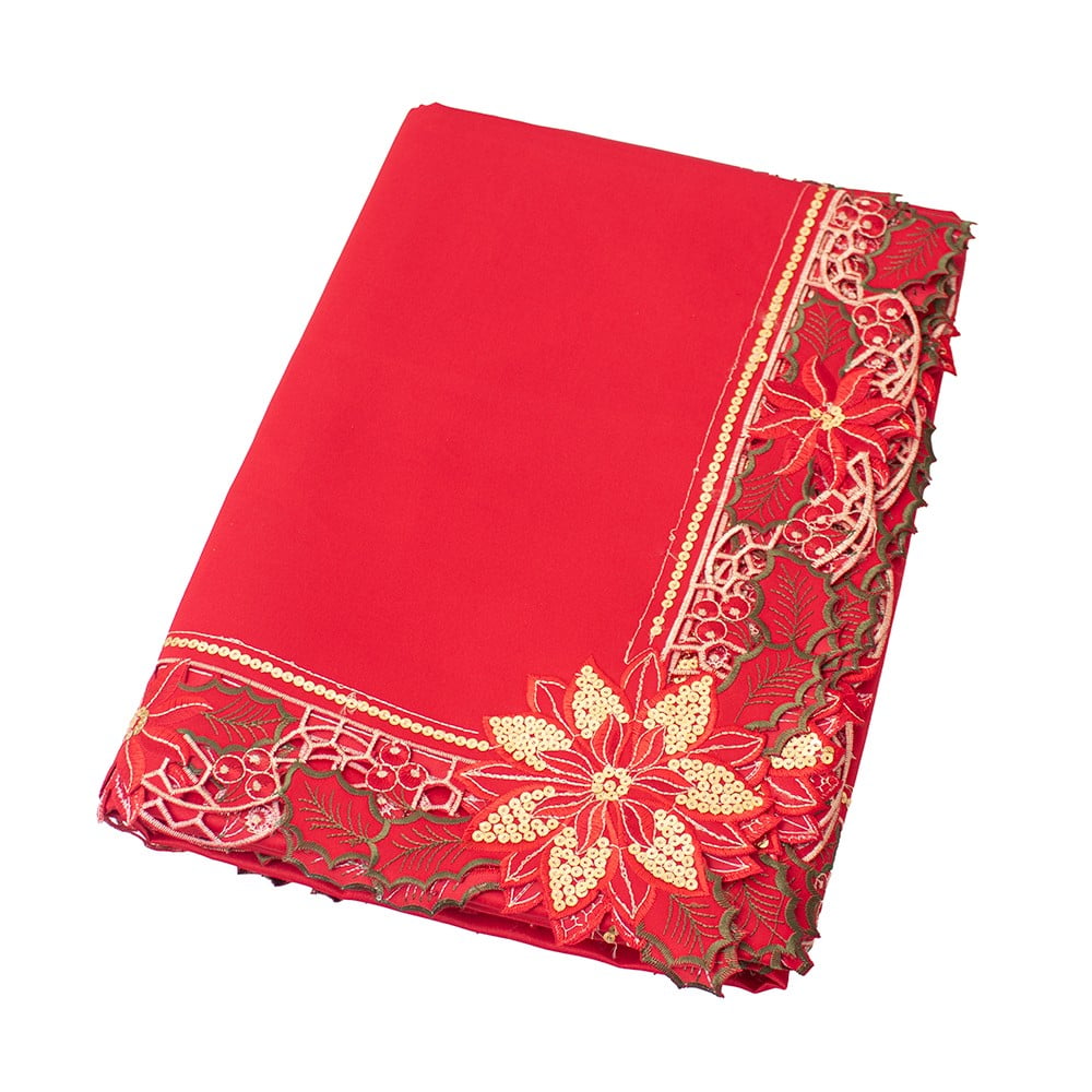 MANTEL PARA 8 SILLAS RECTANGULAR ROJO DORADO - 1
