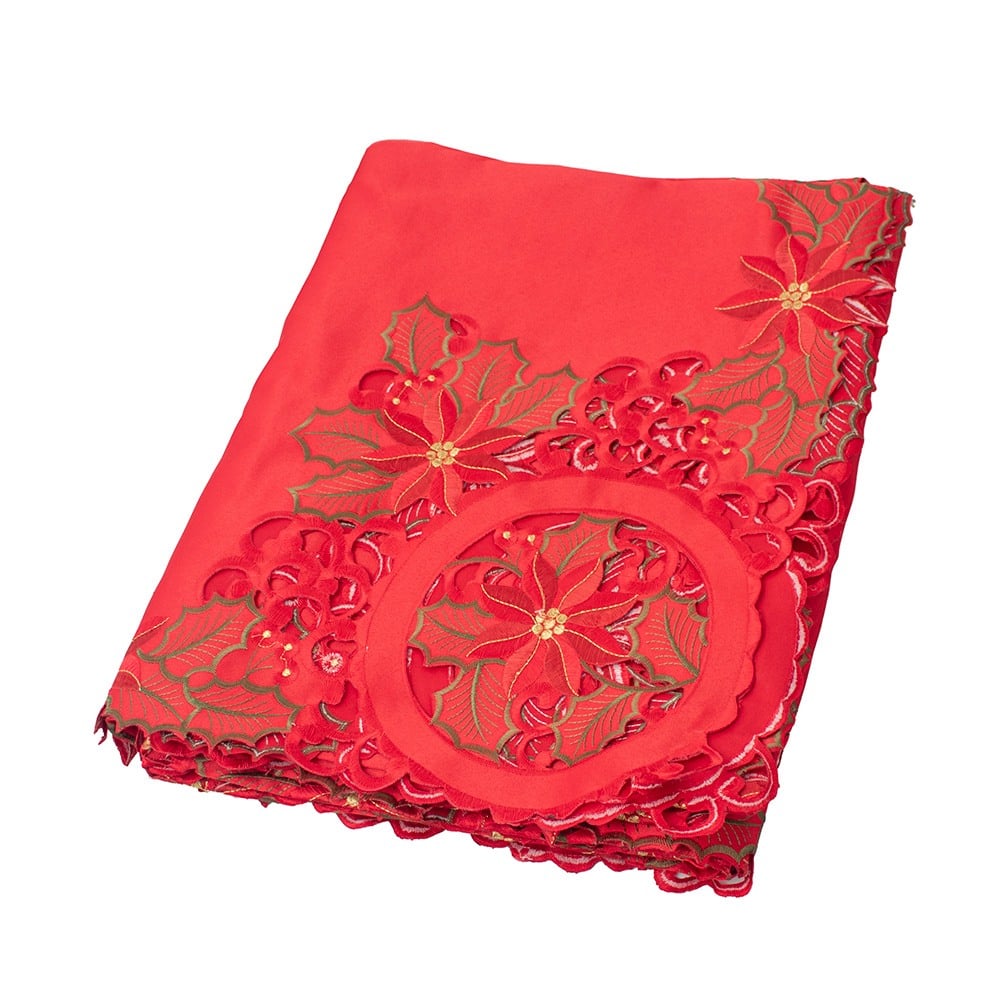 MANTEL PARA 8 SILLAS RECTANGULAR DE POINSETTIAS - 1