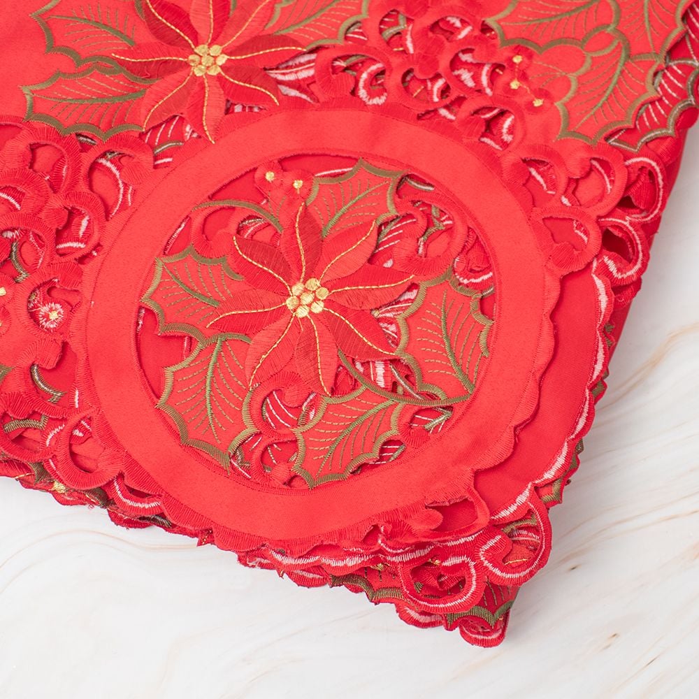MANTEL PARA 8 SILLAS RECTANGULAR DE POINSETTIAS - 3