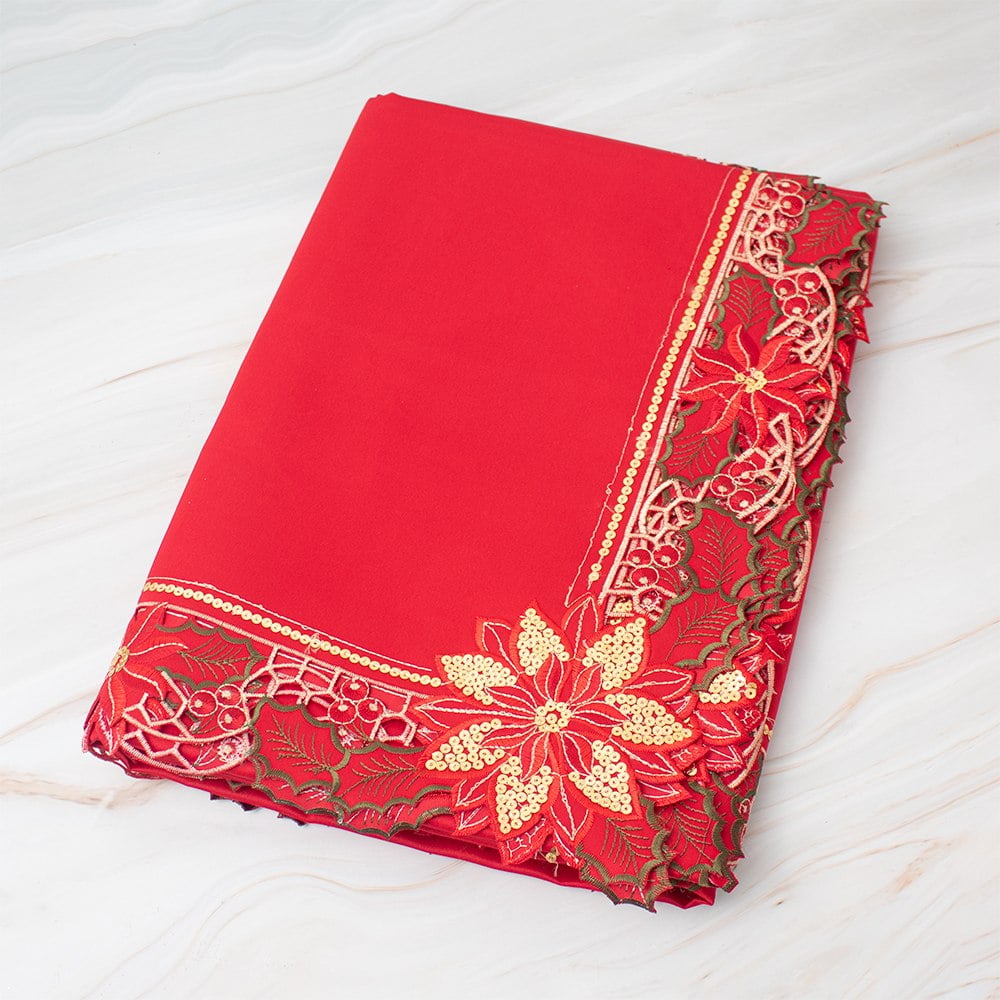 MANTEL PARA 6 SILLAS RECTANGULAR ROJO DORADO - 2