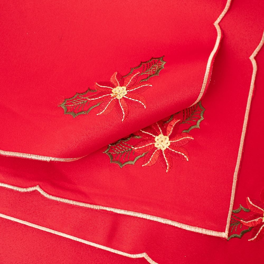 MANTEL PARA 6 SILLAS RECTANGULAR ROJO DORADO - 3