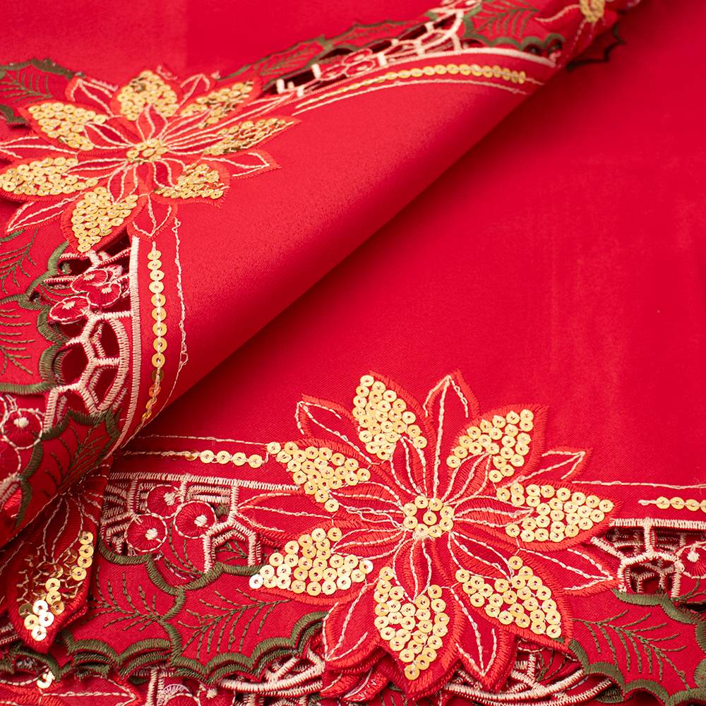 MANTEL PARA 6 SILLAS RECTANGULAR ROJO DORADO - 4