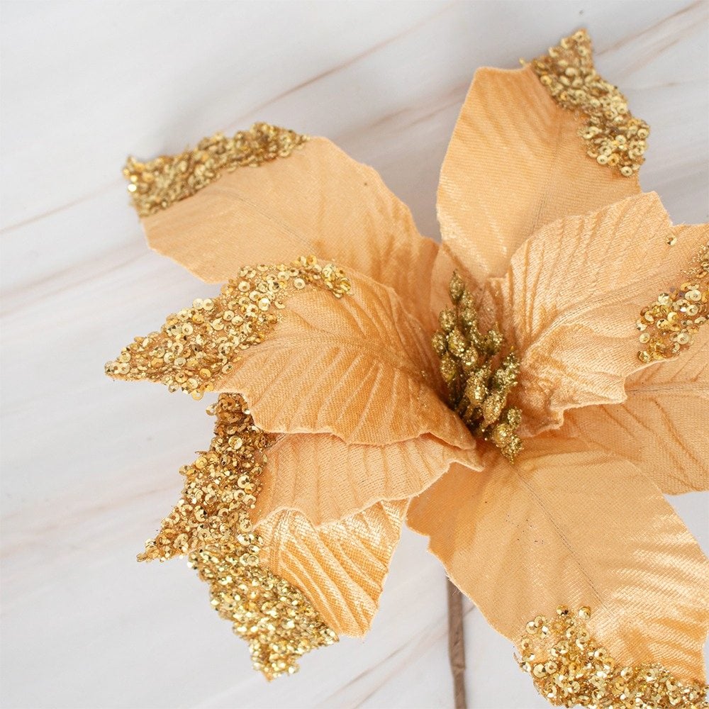 SETX4 POINSETTIAS DORADA PVC - 3