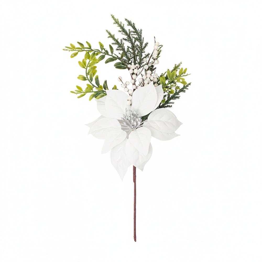 SETX4 POINSETTIAS BLANCO CON RAMA PVC - 1