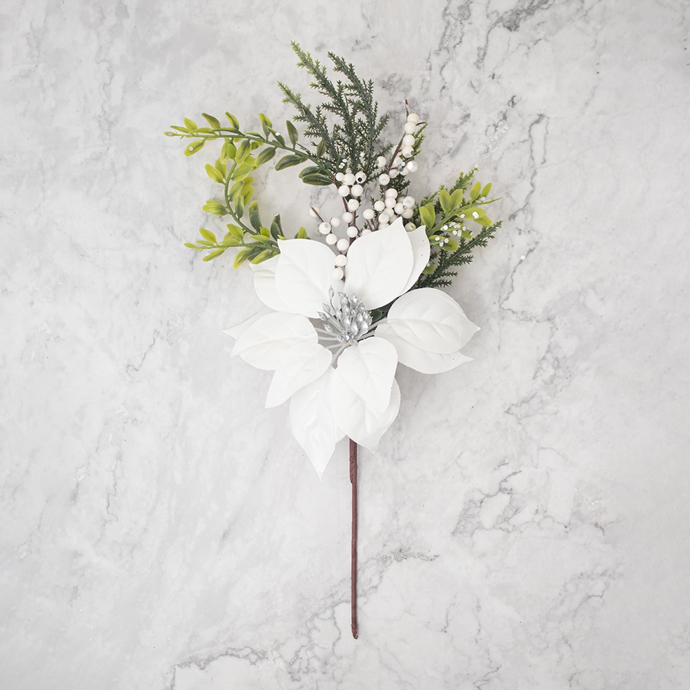 SETX4 POINSETTIAS BLANCO CON RAMA PVC - 2