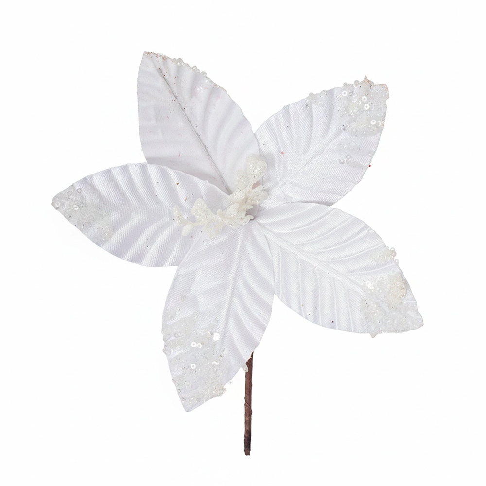 SETX8 FLORES POINSETTIAS 27CM PVC BLANCO - 1