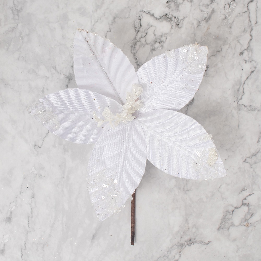 SETX8 FLORES POINSETTIAS 27CM PVC BLANCO - 2