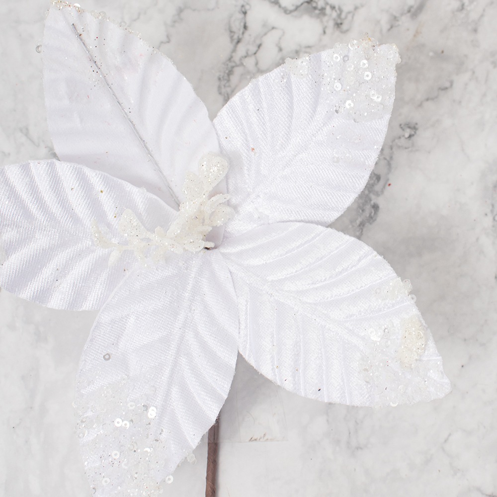 SETX8 FLORES POINSETTIAS 27CM PVC BLANCO - 3