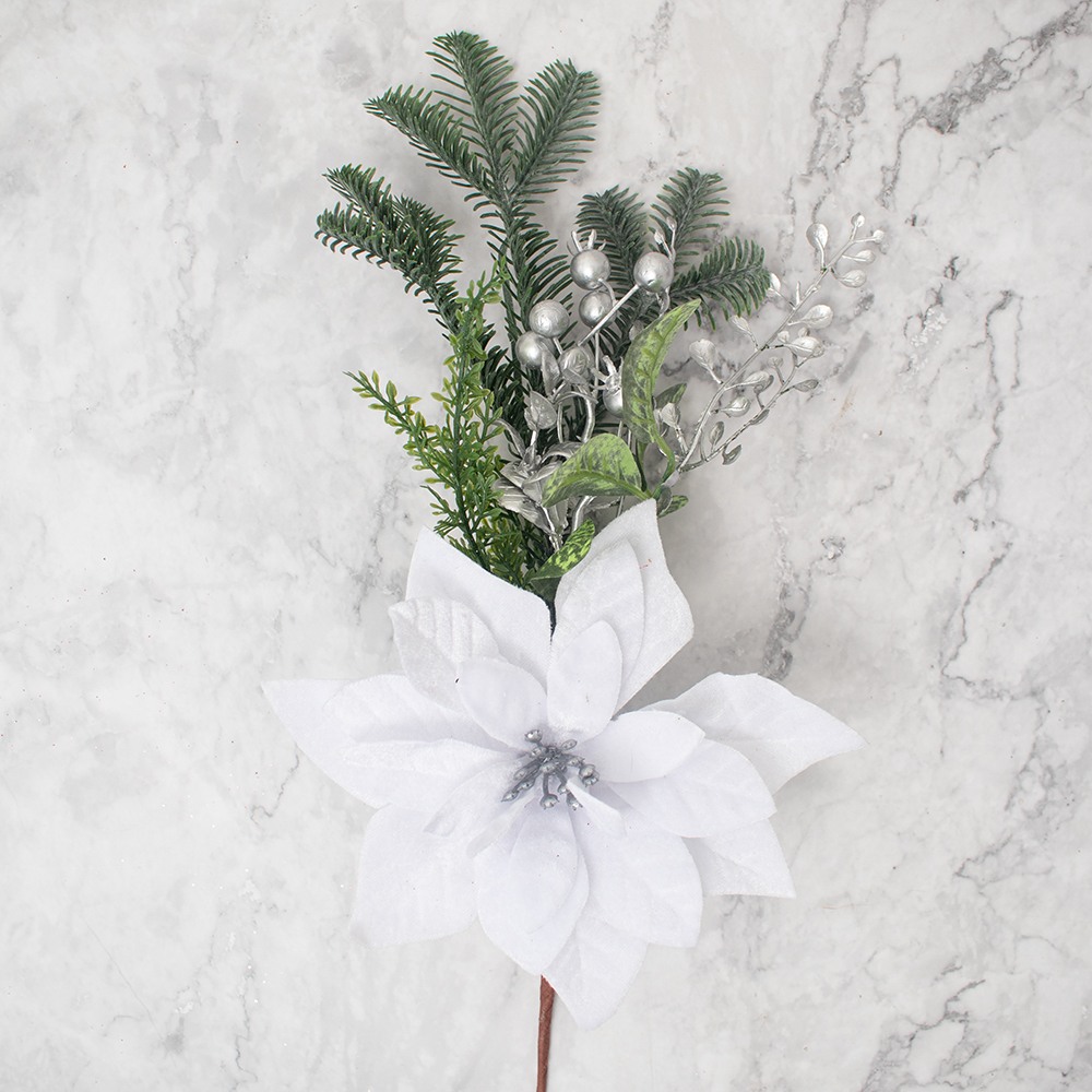 SETX3 FLORES POINSETTIAS BLANCO 51CM PVC - 3