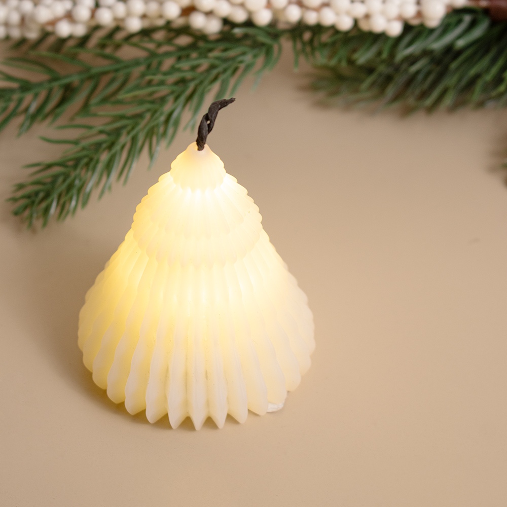 SETX6 VELAS LED DISEÑO ARBOL BLANCO 7CM PVC - 3