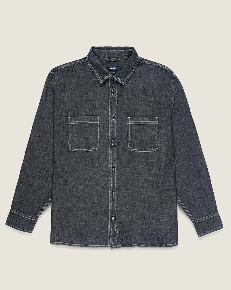 CAMISA MANGA LARGA CHAMBRAY WOVEN NEGRO VANS - 1