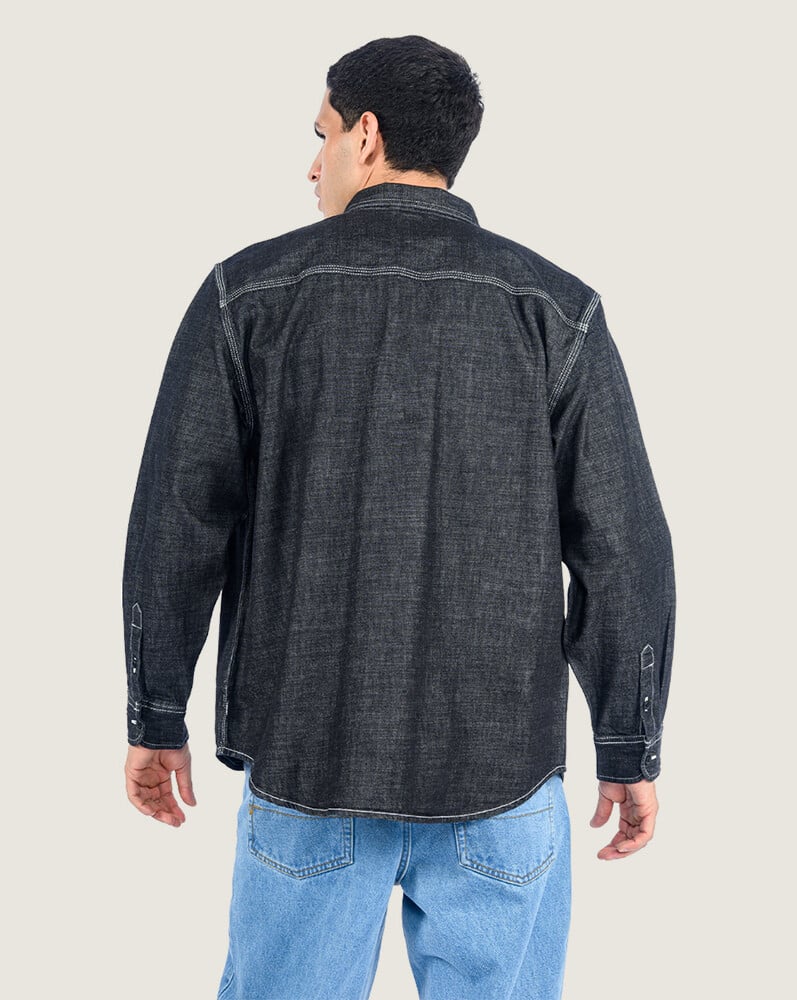 CAMISA MANGA LARGA CHAMBRAY WOVEN NEGRO VANS - 4