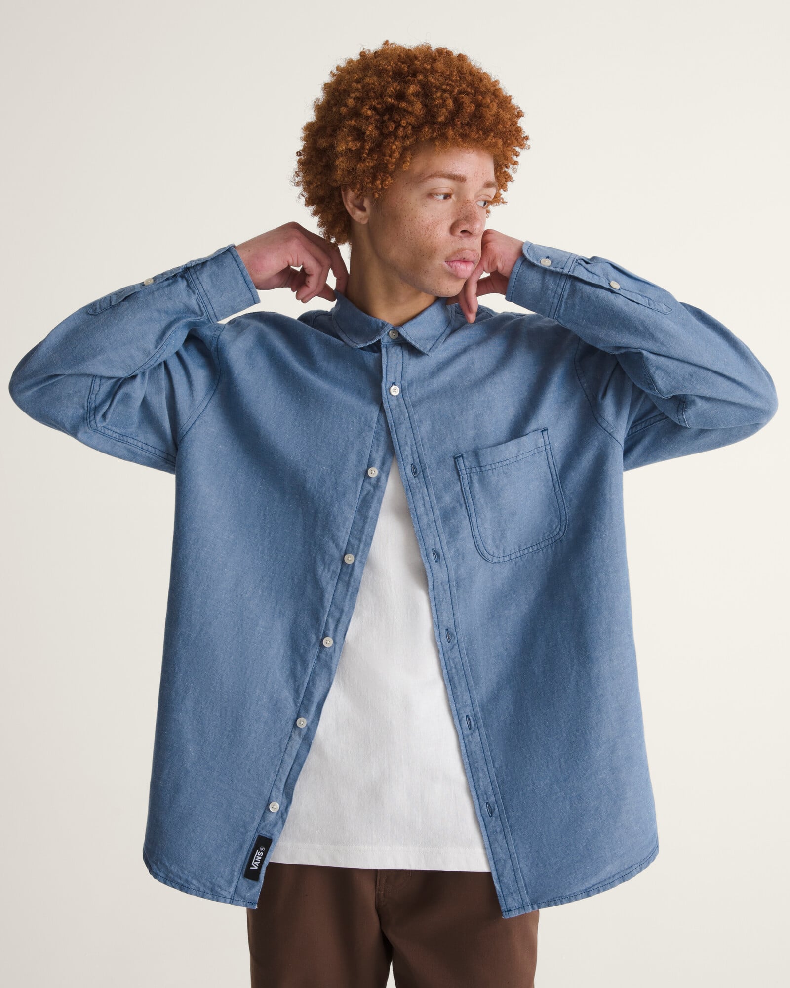 CAMISA MANGA LARGA LAWSON SOLID OXFORD AZUL VANS - 3