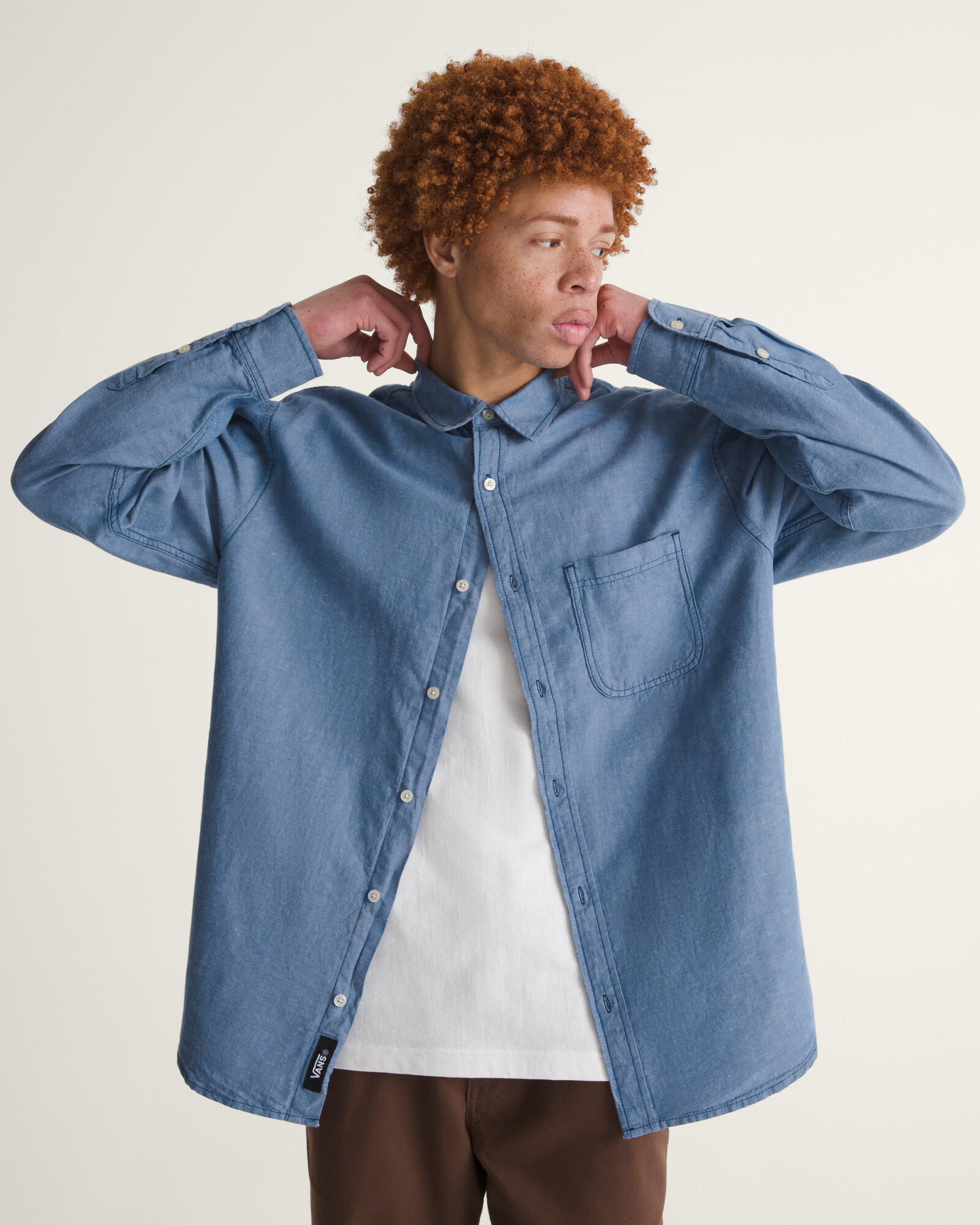 CAMISA MANGA LARGA LAWSON SOLID OXFORD AZUL VANS - 3