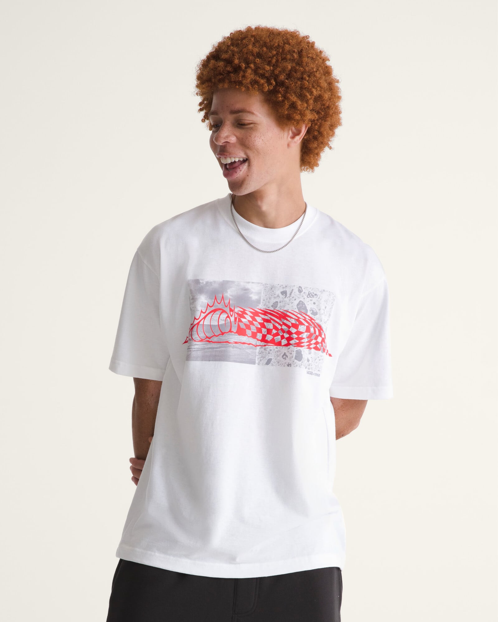 POLO MANGA CORTA WAVE CHECK BLANCO VANS - 3