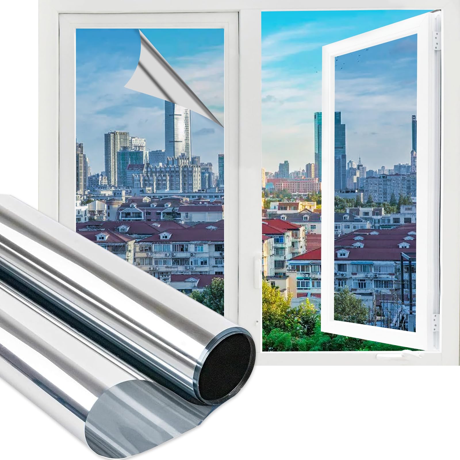 VINIL ESPEJO BRILLANTE ROLLO 60*200CM LAMINA ESPEJO VENTANA - 1