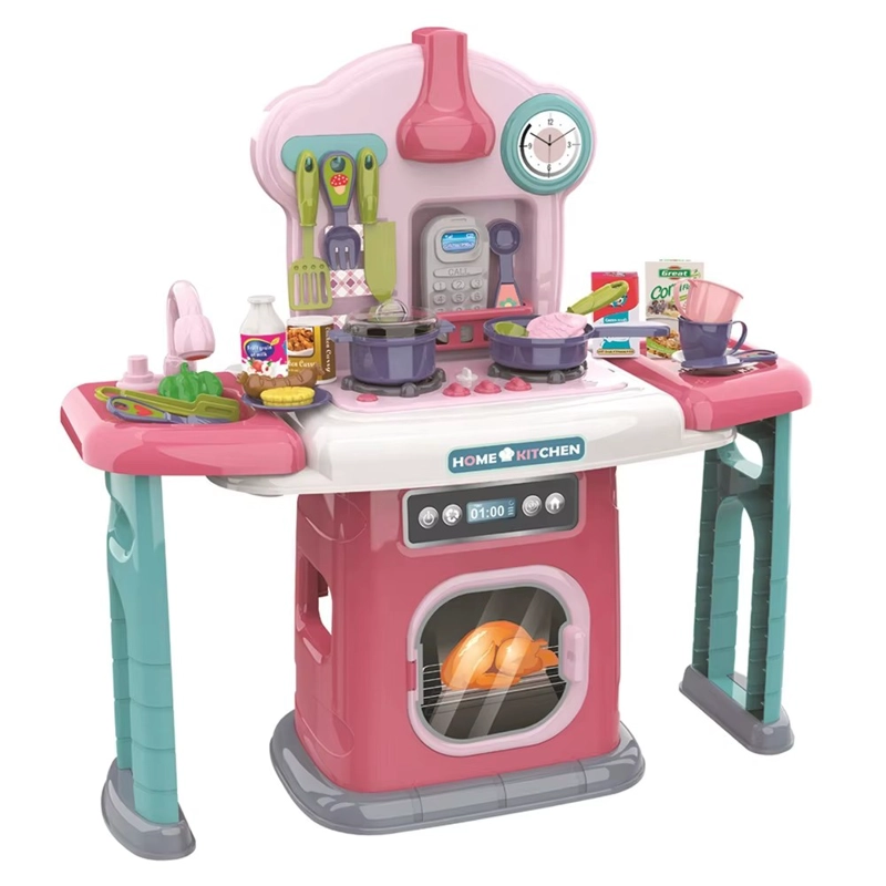SET DE COCINA JUGUETE KITCHEN LITTLE CHEF CAÑO BOTA AGUA COCINA CON VAPOR SONIDO LUCES - 1