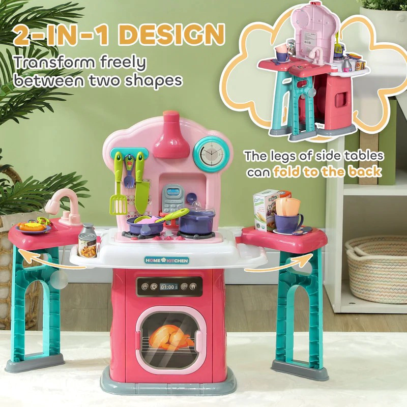 SET DE COCINA JUGUETE KITCHEN LITTLE CHEF CAÑO BOTA AGUA COCINA CON VAPOR SONIDO LUCES - 2