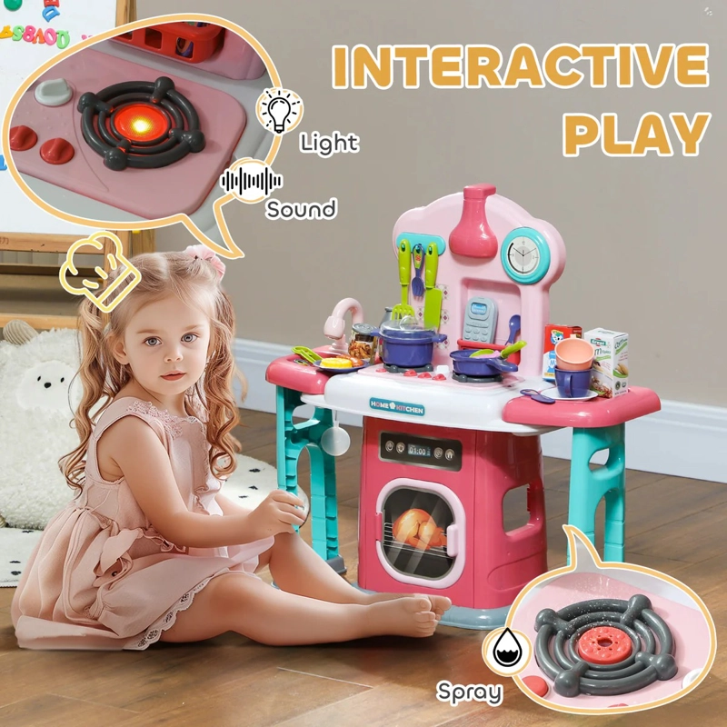 SET DE COCINA JUGUETE KITCHEN LITTLE CHEF CAÑO BOTA AGUA COCINA CON VAPOR SONIDO LUCES - 3