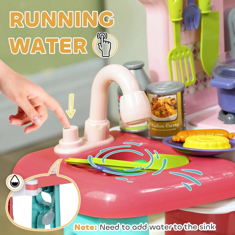 SET DE COCINA JUGUETE KITCHEN LITTLE CHEF CAÑO BOTA AGUA COCINA CON VAPOR SONIDO LUCES - 4