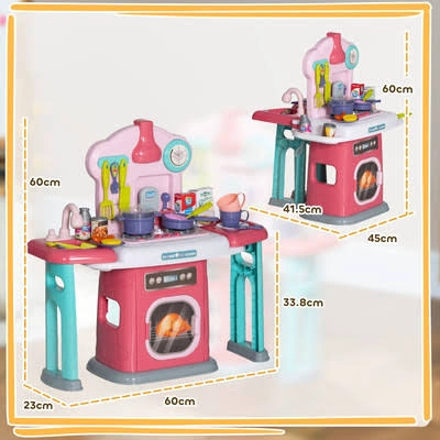 SET DE COCINA JUGUETE KITCHEN LITTLE CHEF CAÑO BOTA AGUA COCINA CON VAPOR SONIDO LUCES - 5