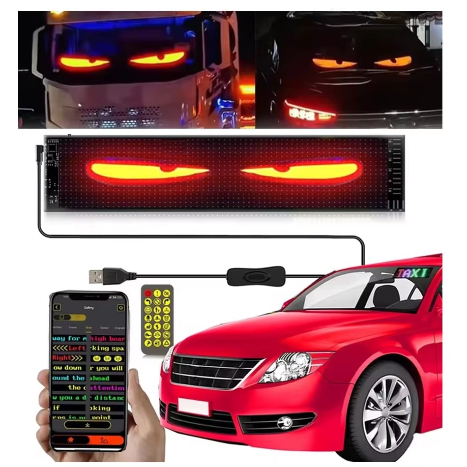 PANTALLA  TIRA LED OJOS FLEXIBLE PUBLICIDAD AUTOS 374X92MM - 1