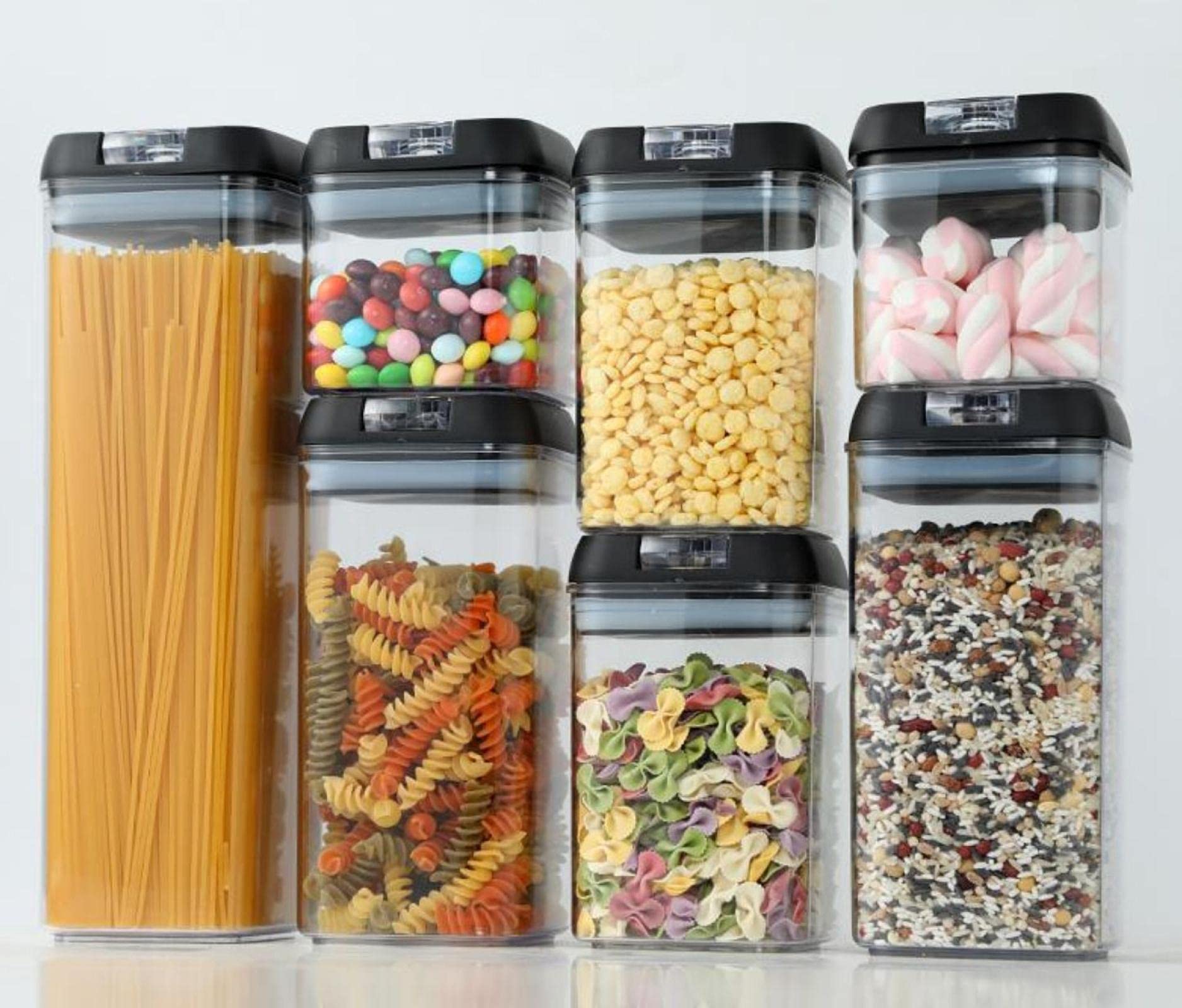 SET ORGANIZADOR DE MENESTRAS 7PZS CONTENEDOR HERMETICO ACRILICO PARA CEREALES - 1