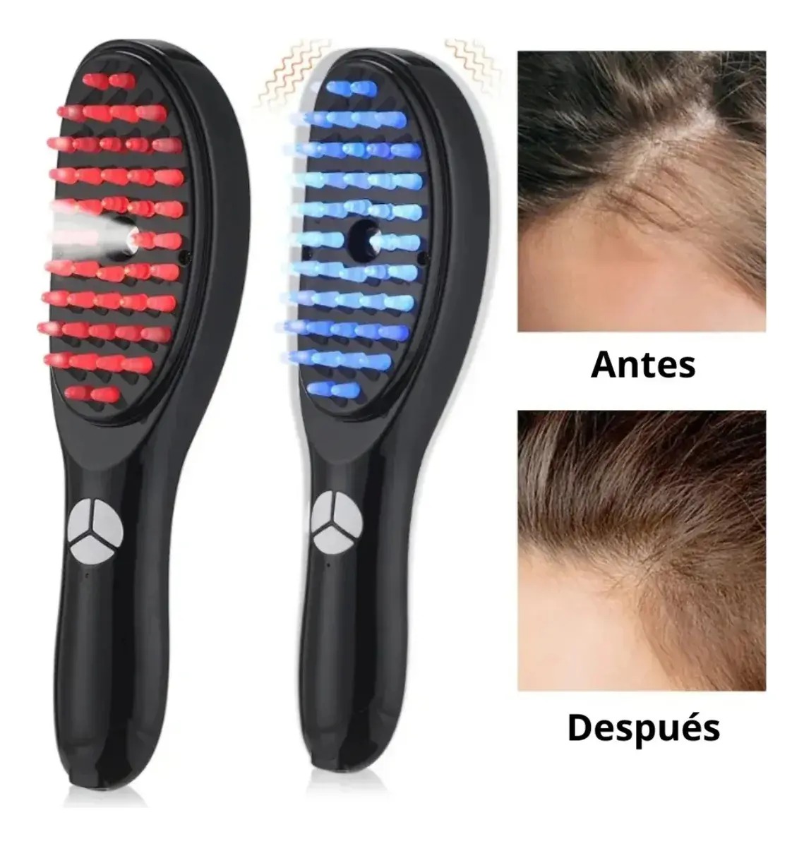 PEINE CEPILLO MASAJEADOR LED CUIDADO CAPILAR FOTOTERAPIA REDUCE FRIZZ ANTICAIDA NANOFOG - 2